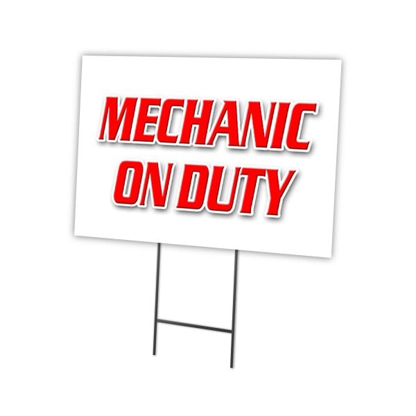 Signmission Mechanic On Duty Yard Sign & Stake outdoor plastic coroplast window, C-1216 Mechanic On Duty C-1216 Mechanic On Duty - main